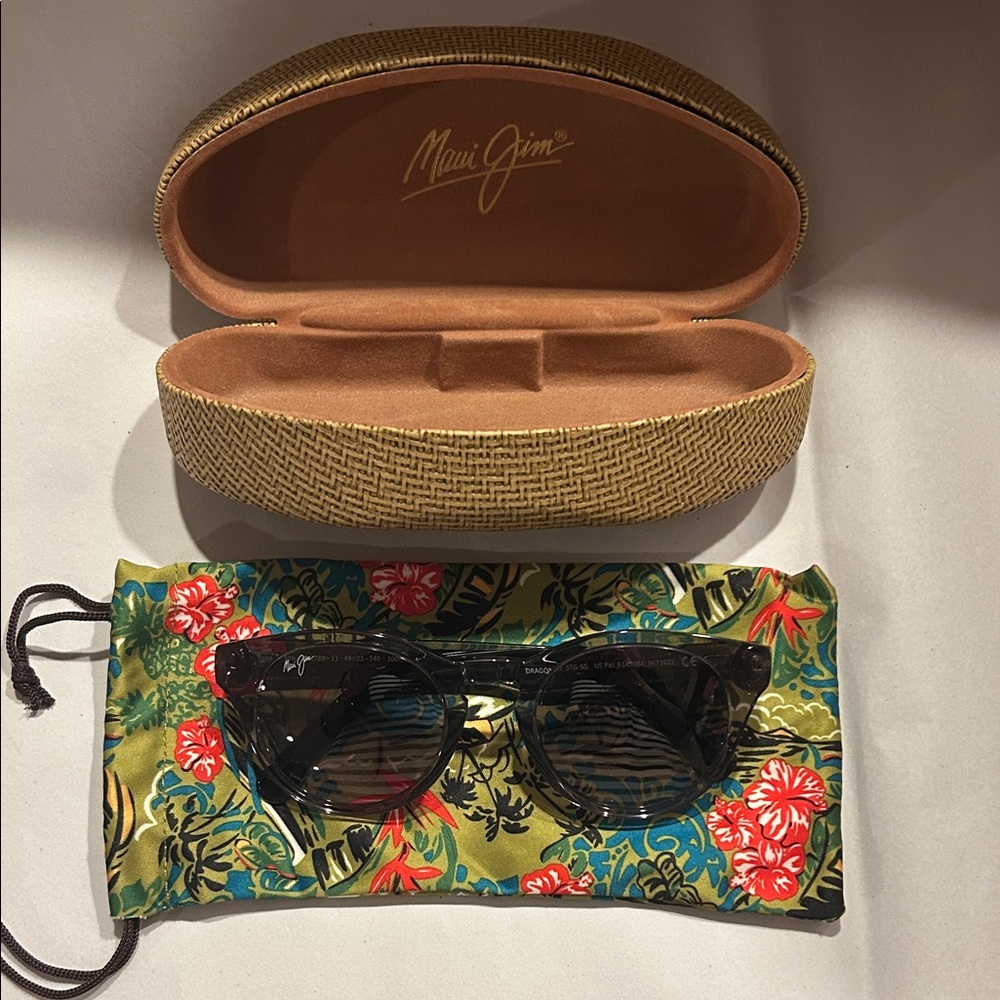 Maui Jim Black Sunglasses with Floral Pouch